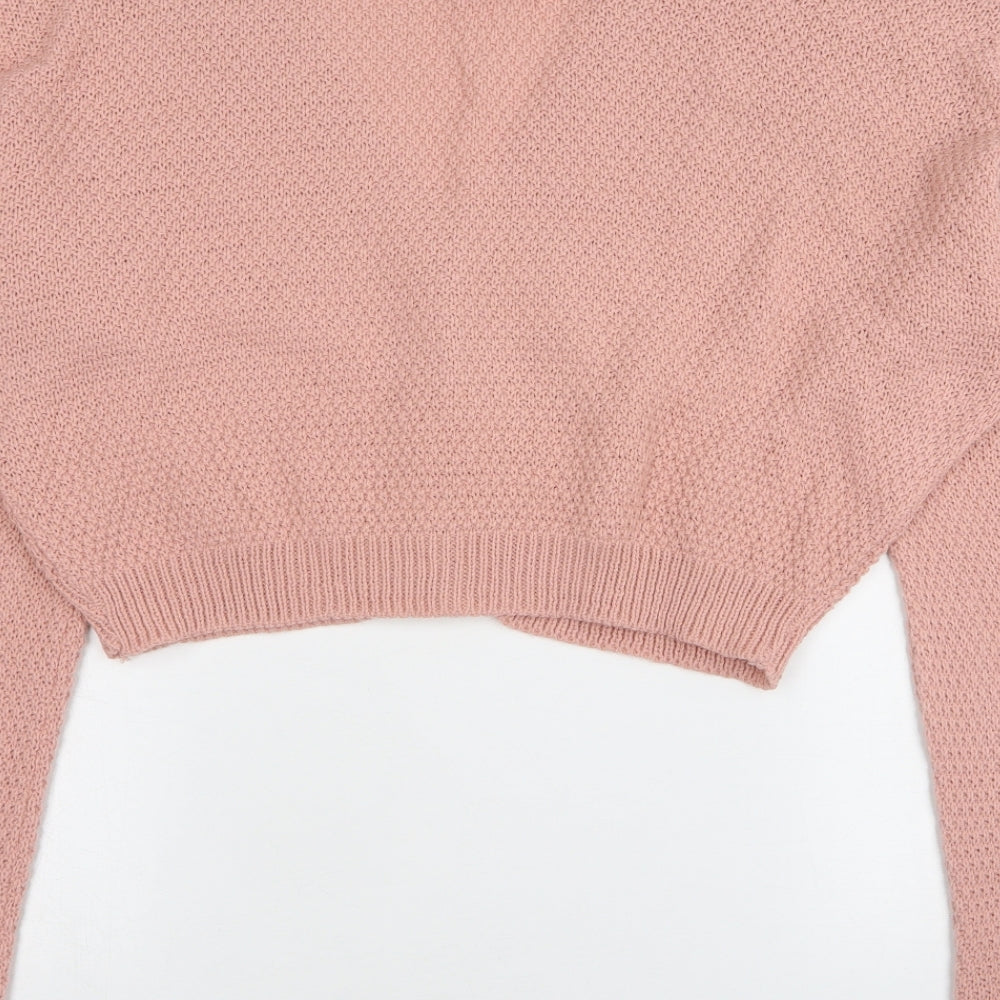 I SAW IT FIRST Womens Pink V-Neck Acrylic Cardigan Jumper Size XL