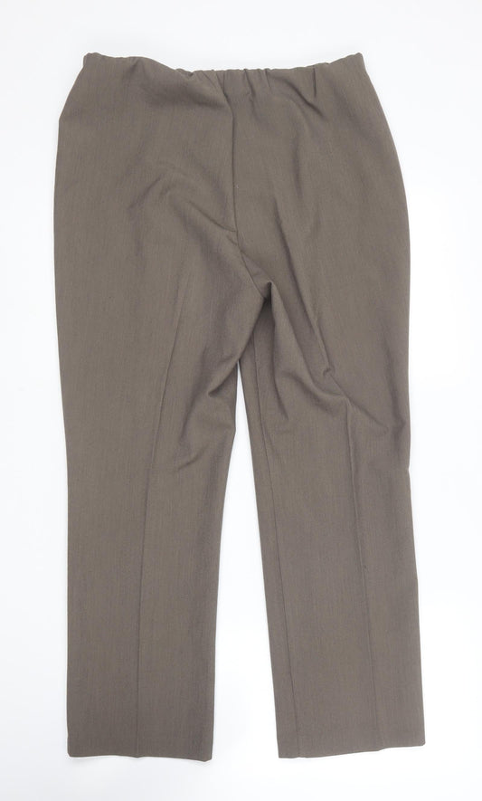 Classic Womens Brown Polyester Trousers Size 12 L25 in Regular