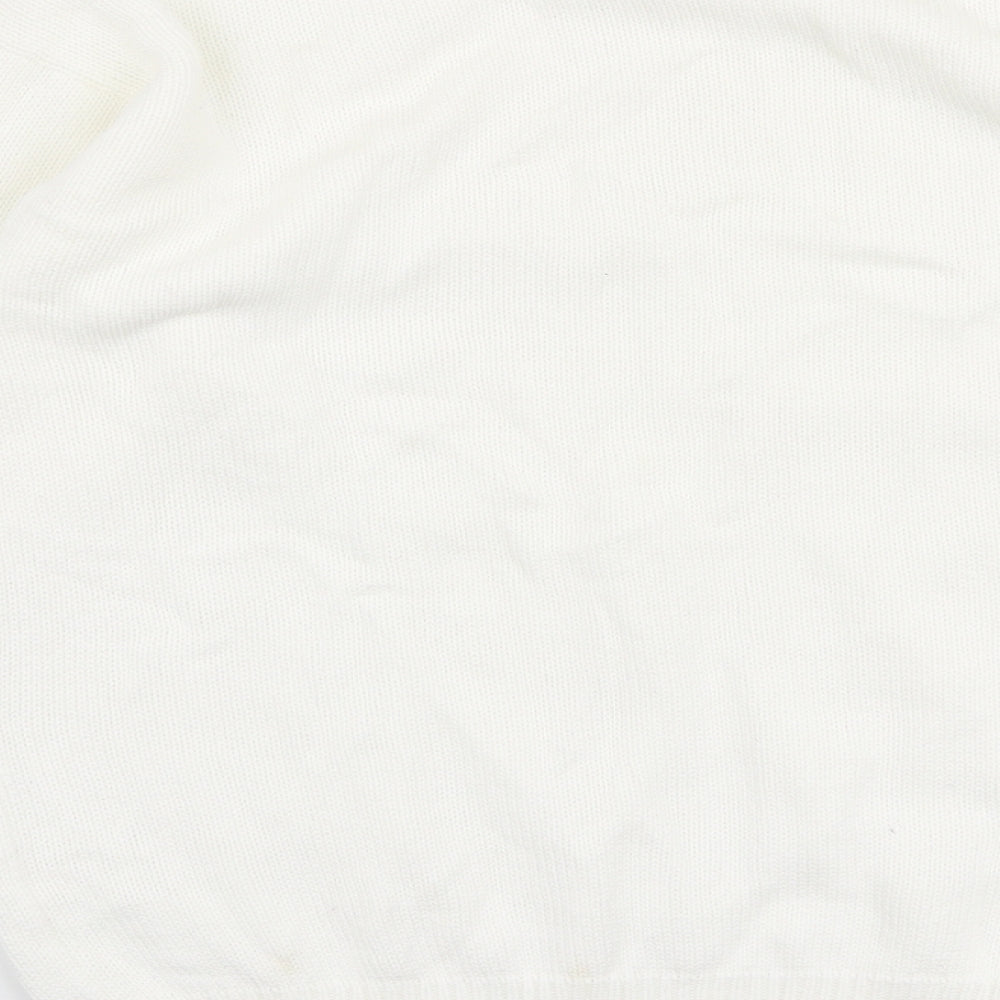 Bay Clue Womens White Round Neck 100% Cotton Pullover Jumper Size M