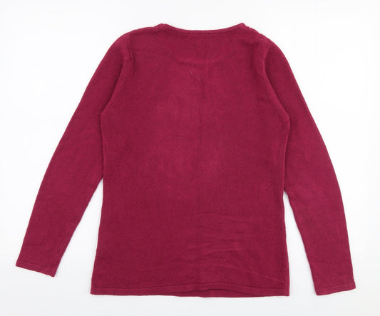 Anna Rose Womens Pink Round Neck Acrylic Pullover Jumper Size M