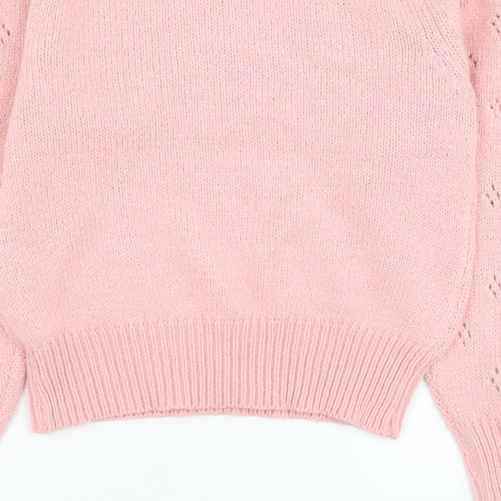 Primark Girls Pink Round Neck Acrylic Pullover Jumper Size 12-13 Years Pullover