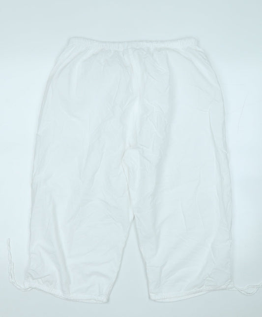 Elaine Womens White Cotton Capri Trousers Size 3XL Regular