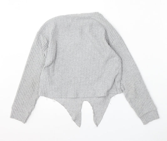 Pep&Co Girls Grey Round Neck Polyester Pullover Jumper Size 8-9 Years