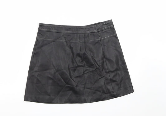 Zara Womens Black Polyester Maxi Skirt Size M Snap