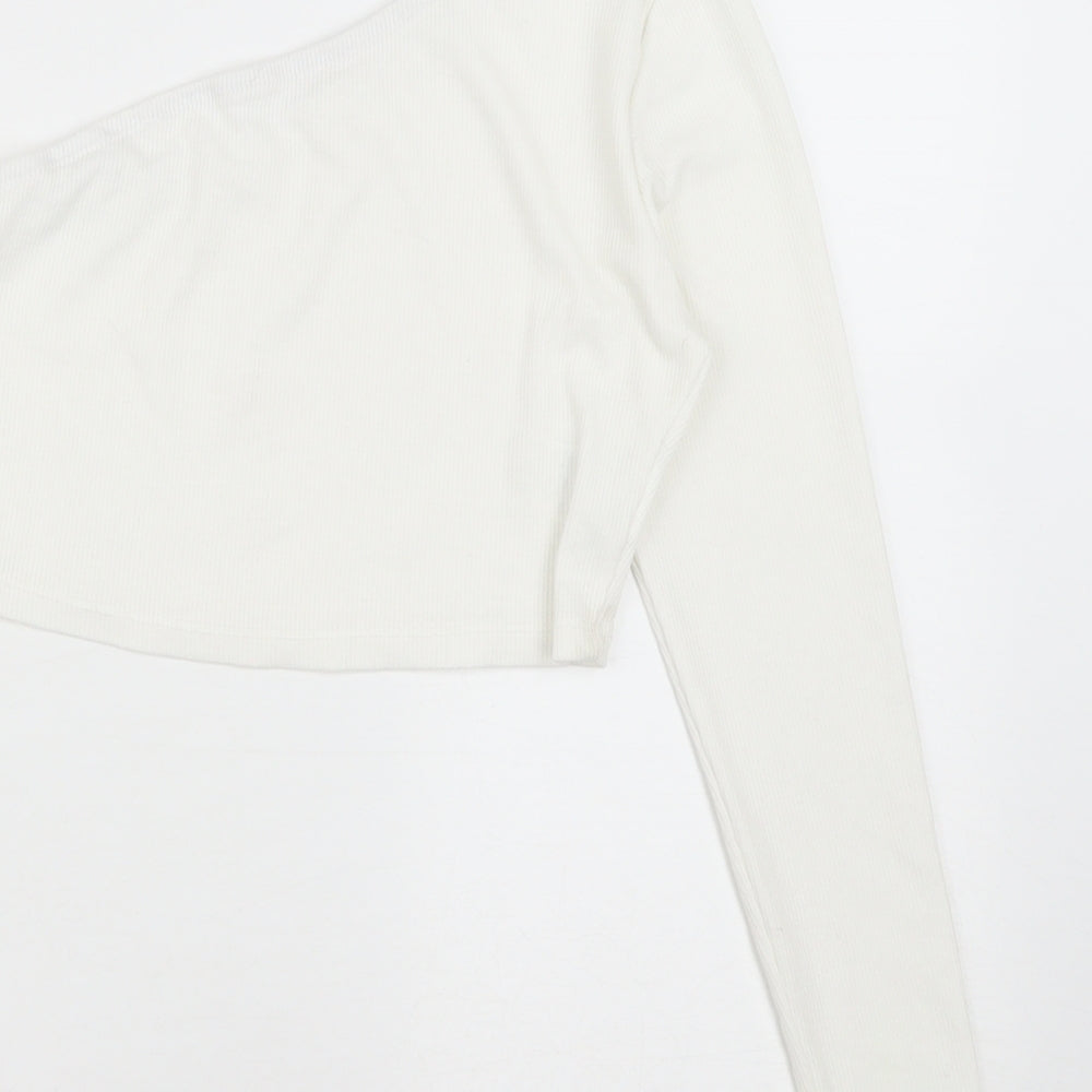SheIn Girls White Polyester Cropped Casual Size 12-13 Years One Shoulder