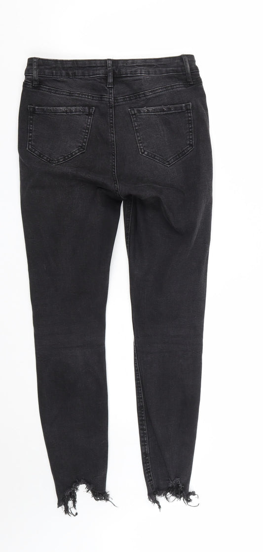 Denim & Co. Womens Black Cotton Straight Jeans Size 8 L26 in Regular Zip