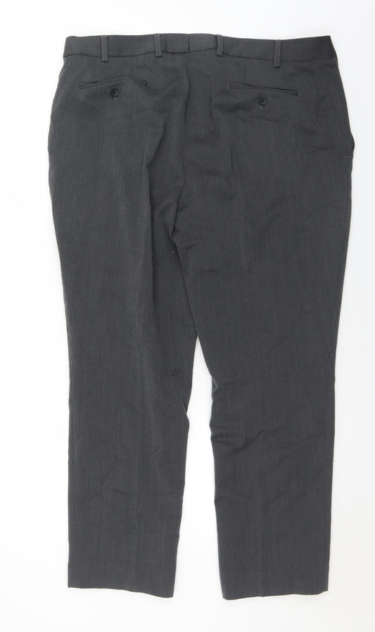 DGs Mens Grey Polyester Trousers Size 40 in L29 in Regular Button