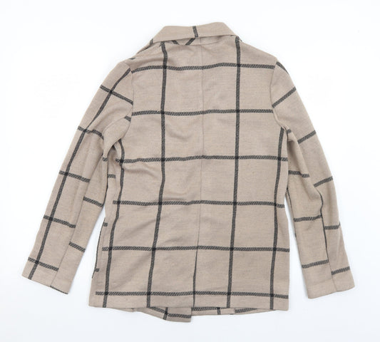 ASOS Womens Beige Plaid Jacket Size 8 Snap
