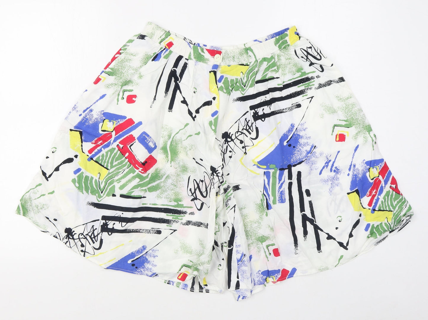 Pota Womens Multicoloured Geometric Viscose Sweat Shorts Size 10 L8 in Regular Zip