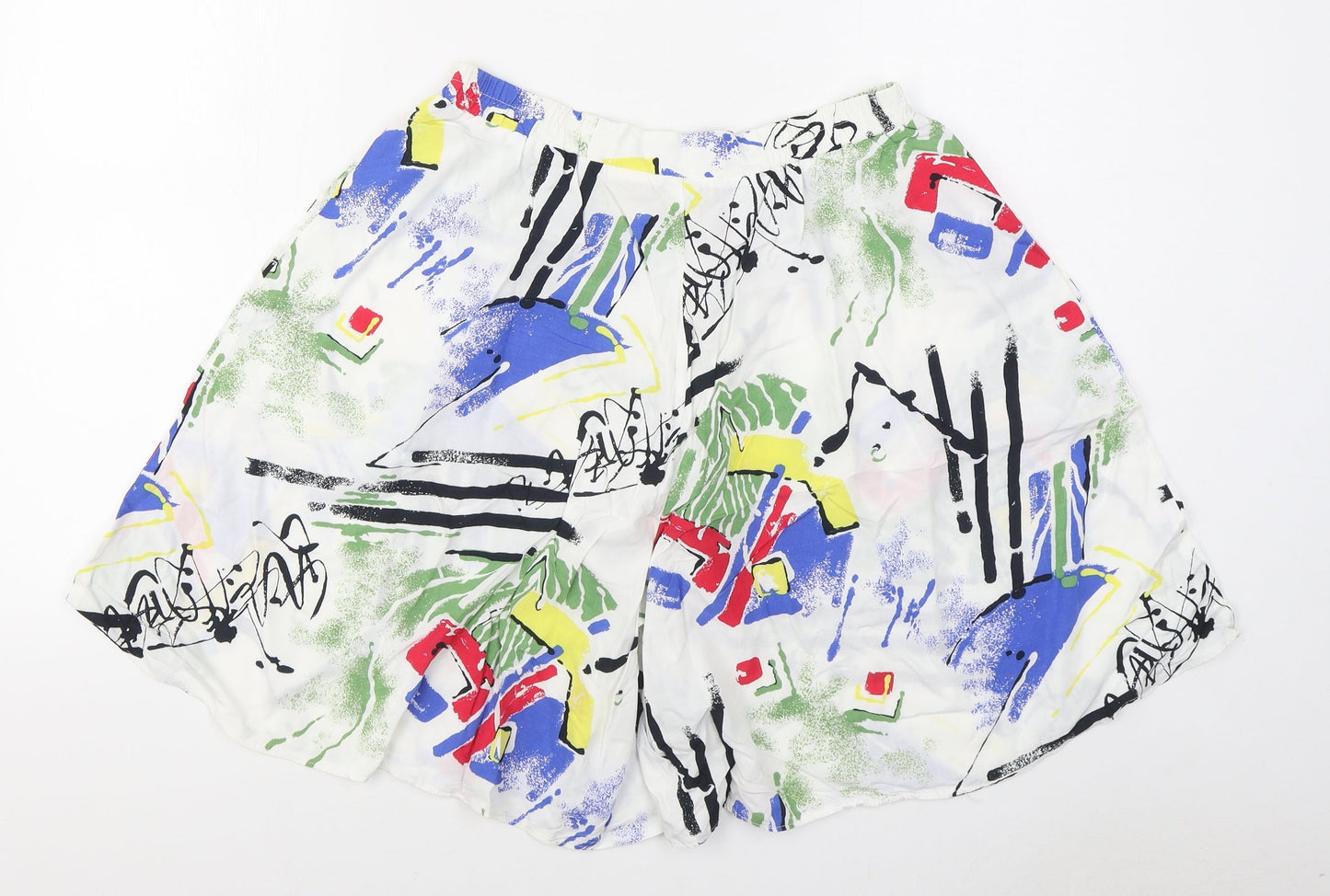 Pota Womens Multicoloured Geometric Viscose Sweat Shorts Size 10 L8 in Regular Zip