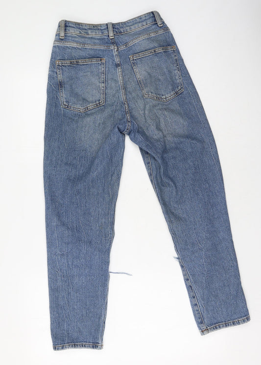 New Look Womens Blue Cotton Mom Jeans Size 6 L27 in Regular