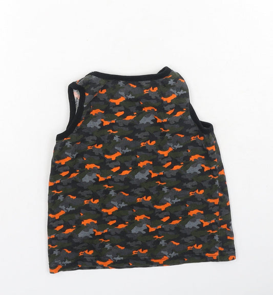 Primark Boys Multicoloured Animal Print Cotton Basic Tank Size 5-6 Years Round Neck