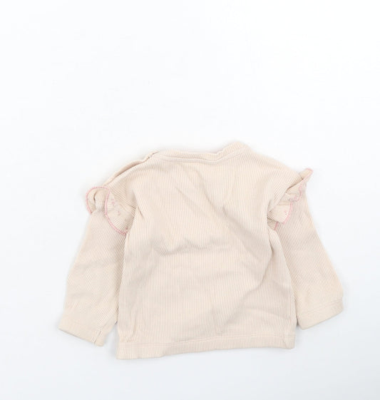 Preworn Girls Pink Cotton Pullover Jumper Size 6-9 Months
