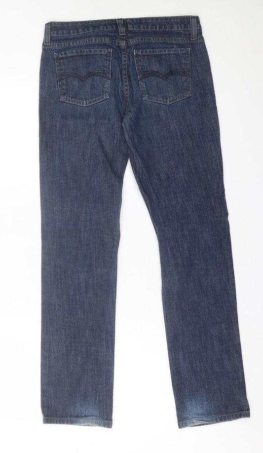 Kenneth Cole Womens Blue Cotton Straight Jeans Size 30 L30 in Regular Button