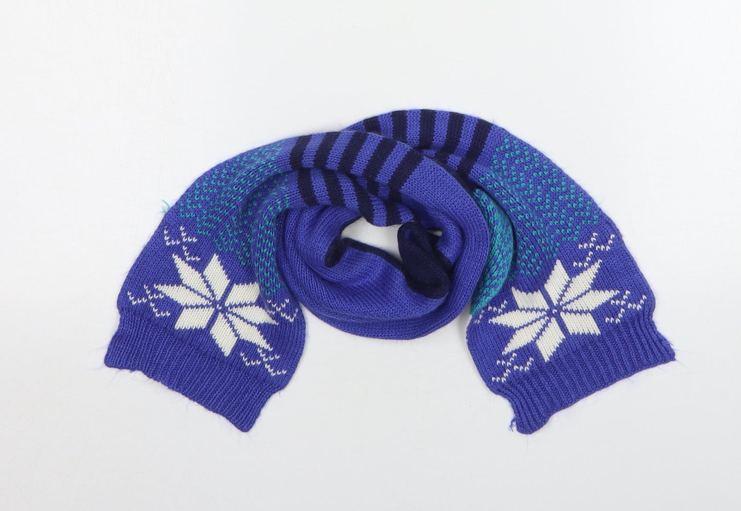 George Boys Blue Fair Isle Acrylic Scarf Size Regular