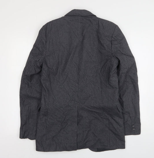 Burton Mens Grey Striped Wool Jacket Suit Jacket Size 38