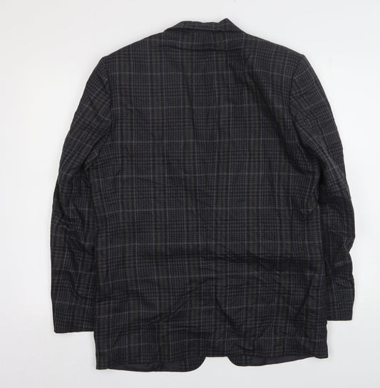 Dunn & Co Mens Grey Houndstooth Wool Jacket Suit Jacket Size 40