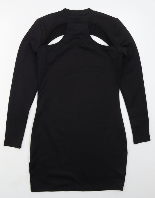 H&M Womens Black Polyester Bodycon Size M Round Neck Pullover