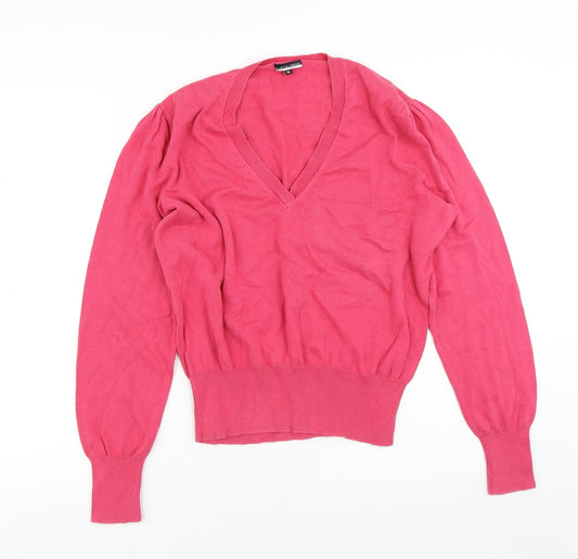 Austen Reed Womens Pink V-Neck  Cotton Pullover Jumper Size XL