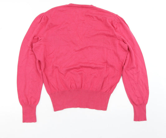 Austen Reed Womens Pink V-Neck  Cotton Pullover Jumper Size XL