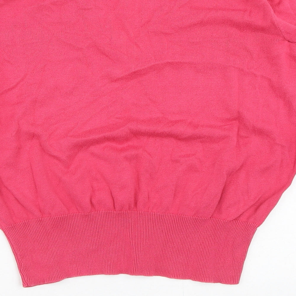 Austen Reed Womens Pink V-Neck Cotton Pullover Jumper Size XL