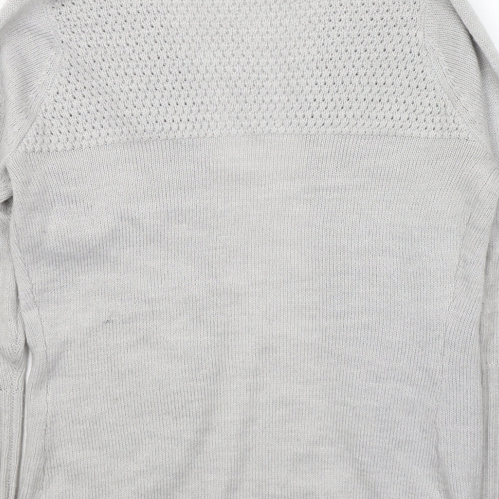 Miso Womens Grey V-Neck Acrylic Cardigan Jumper Size 8