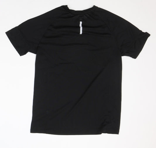 WORKOUT Womens Black Polyester Basic T-Shirt Round Neck Pullover