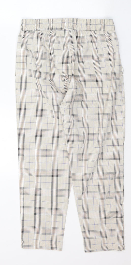 Angora Womens Beige Plaid Polyester Trousers Size S L23 in Regular Tie