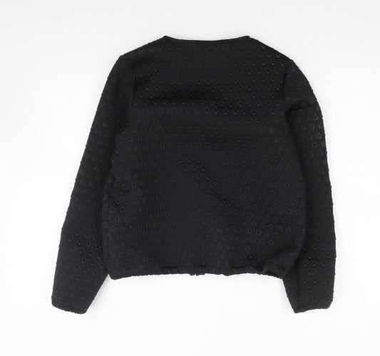 Marks and Spencer Girls Black Geometric Polyester Full Zip Sweatshirt Size 12-13 Years Zip - Star