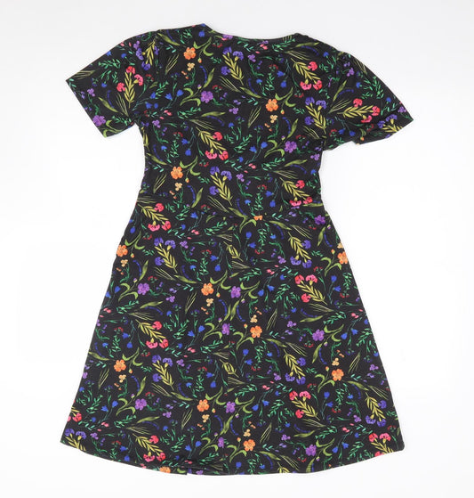ASOS Womens Multicoloured Floral Polyester Skater Dress Size 8 Crew Neck Pullover