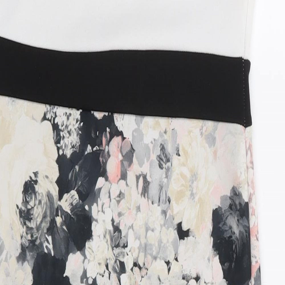 Missi London Womens Multicoloured Floral Polyester Bodycon Size 8 V-Neck Pullover