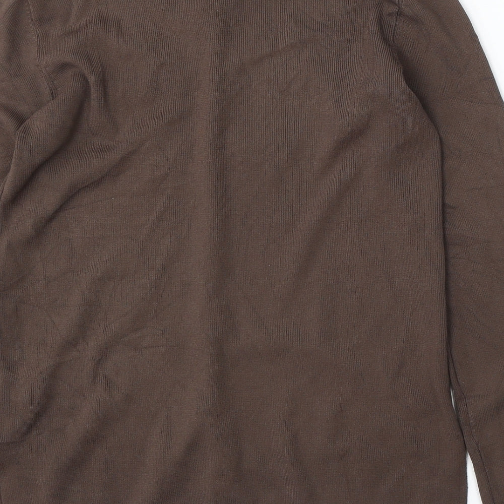Sarah Dunnway Womens Brown Round Neck Viscose Cardigan Jumper Size M