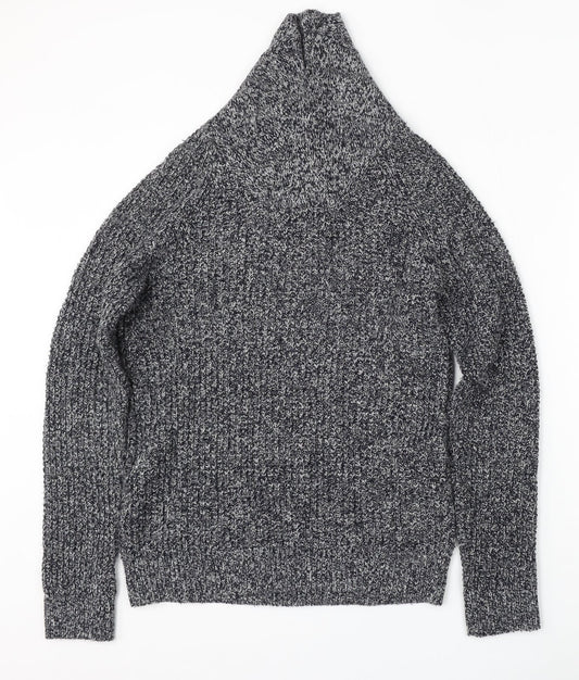 H&M Mens Grey Mock Neck Acrylic Pullover Jumper Size M