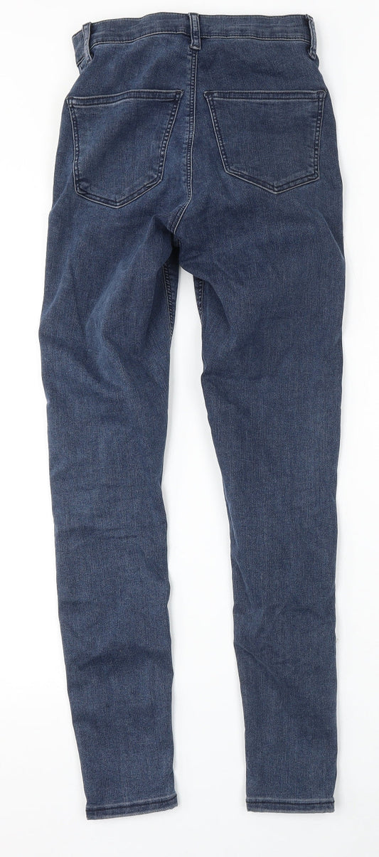 Topshop Womens Blue Cotton Skinny Jeans Size 26 L32 in Regular