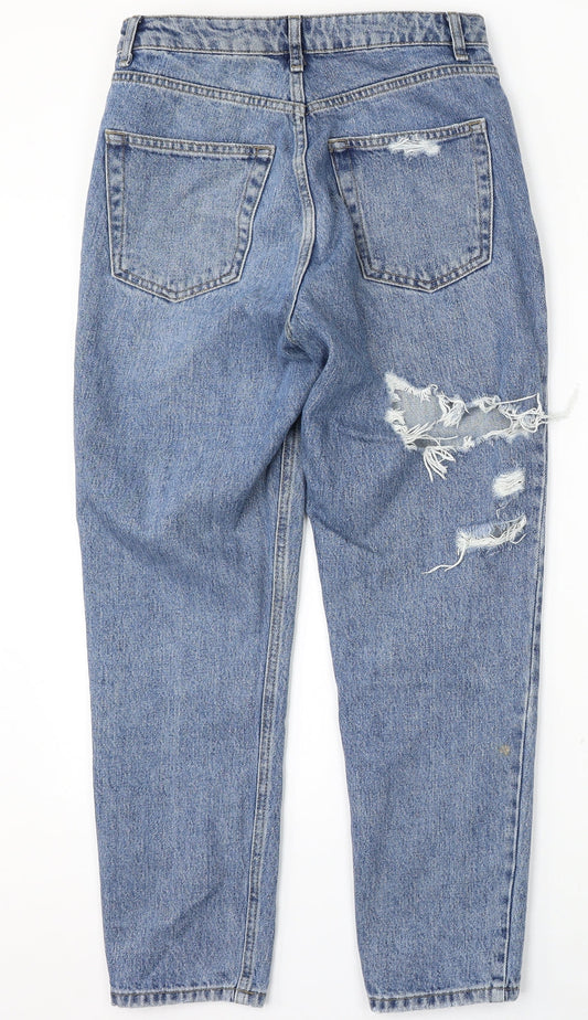 Topshop Womens Blue Cotton Straight Jeans Size 28 L30 in Regular Button