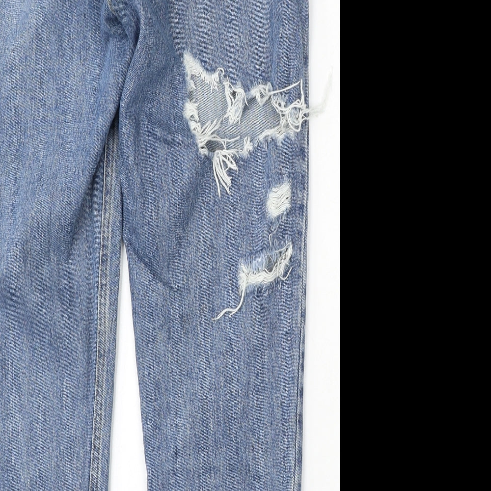 Topshop Womens Blue Cotton Straight Jeans Size 28 L30 in Regular Button