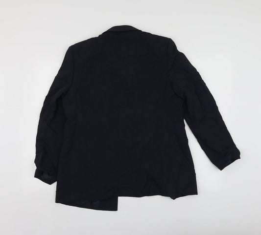 M&S Womens Blue Polyester Jacket Suit Jacket Size L