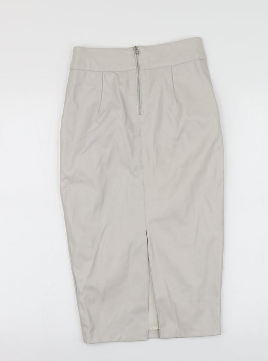 River Island Womens Grey Polyurethane A-Line Skirt Size 6