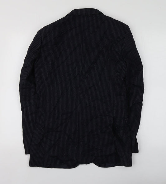 C&A Mens Blue Striped Wool Jacket Suit Jacket Size 36