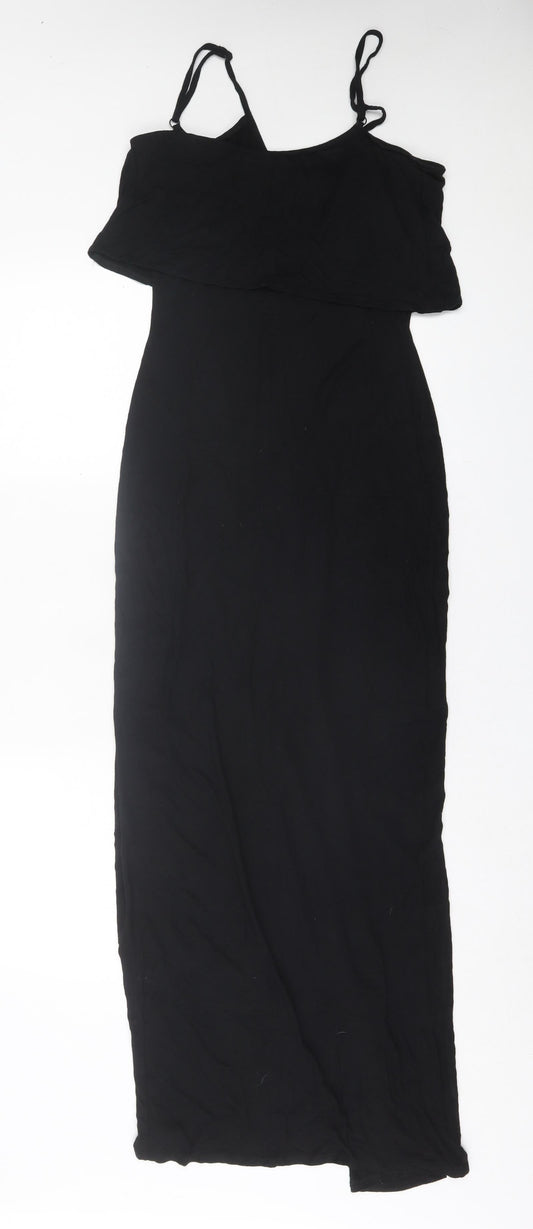 Love Womens Black Viscose A-Line Size M Square Neck Pullover