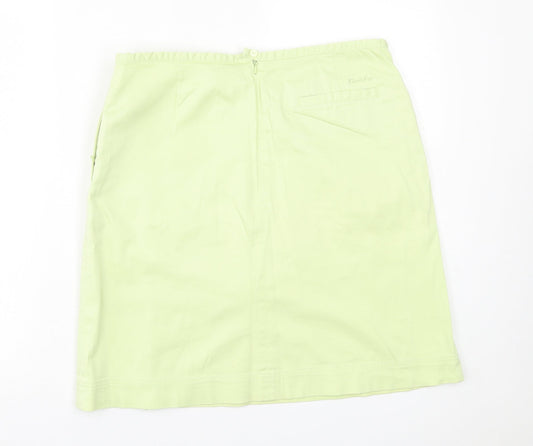 Daisy Womens Green Cotton A-Line Skirt Size 10 Zip