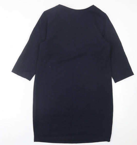 Free Still Womens Blue Cotton A-Line Size S Crew Neck Pullover