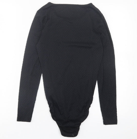 St.Micheal Womens Black Nylon Bodysuit One-Piece Size 12 Button