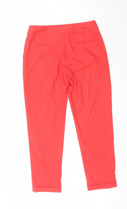 NEXT Womens Orange Polyurethane Trousers Size 10 L26.5 in Regular