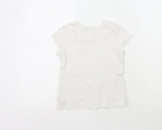 Gap Girls White Polyester Pullover T-Shirt Size S Crew Neck - Lama