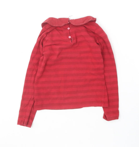H&M Girls Red Cotton Basic T-Shirt Size 3-4 Years Collared