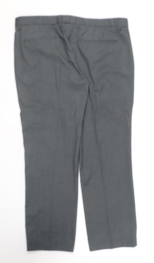 Butler & Webb Womens Grey Striped Polyester Trousers Size 38 in L29 in Regular