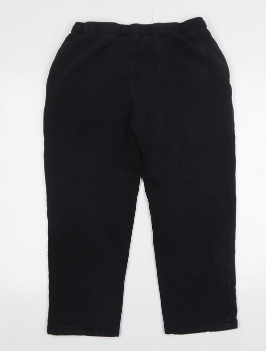 Easy Mens Black Cotton Sweatpants Trousers Size M L25 in Regular Drawstring - Cropped