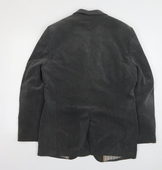 Douglas Mens Grey Striped Polyester Jacket Suit Jacket Size 40