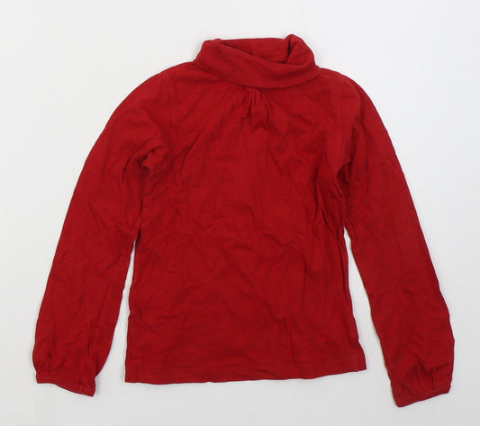 Dunnes Girls Red Cotton Basic T-Shirt Size 8 Years Roll Neck Pullover